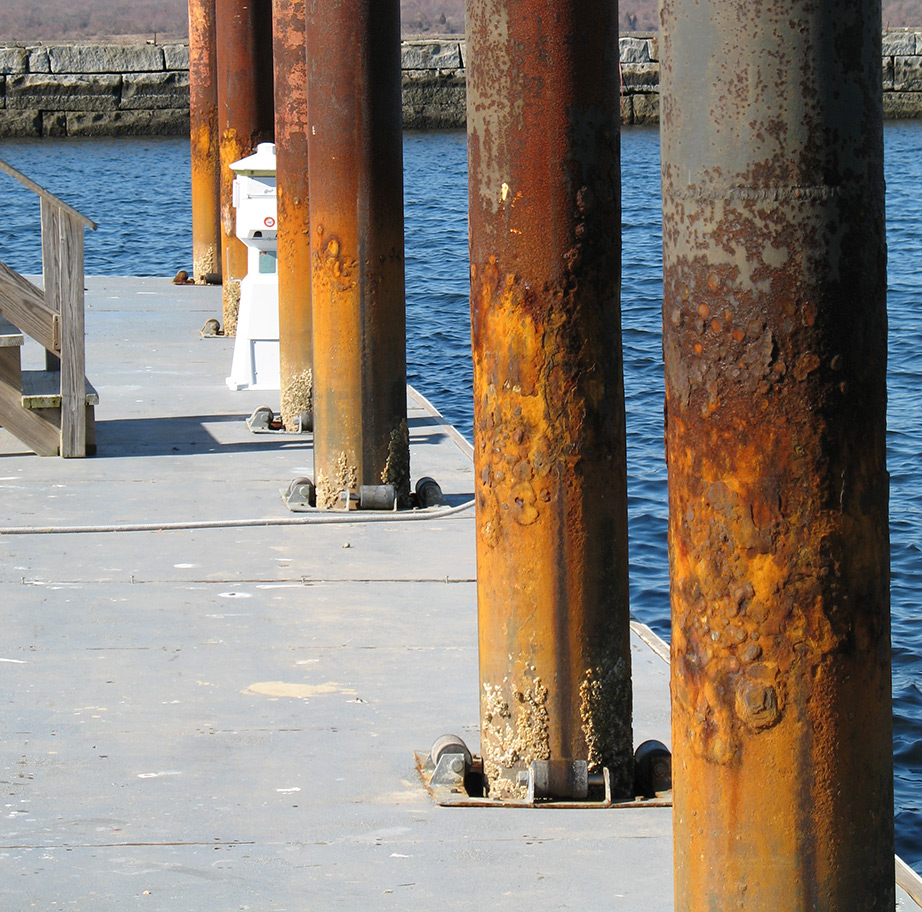 deteriorating steel pilings